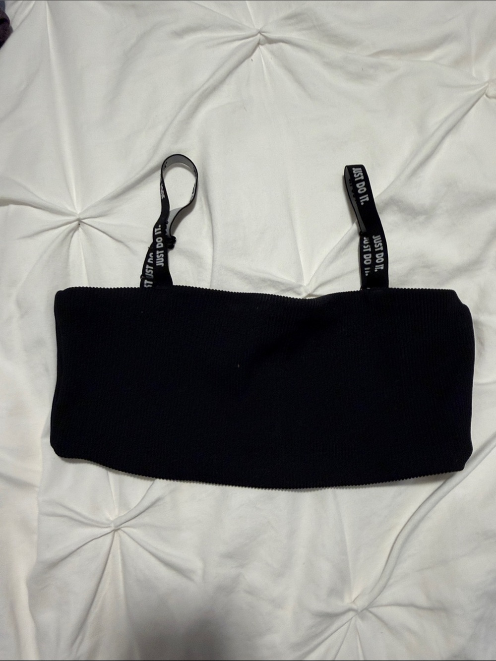 Nike Black Ribbed Bandeau with Branded Straps